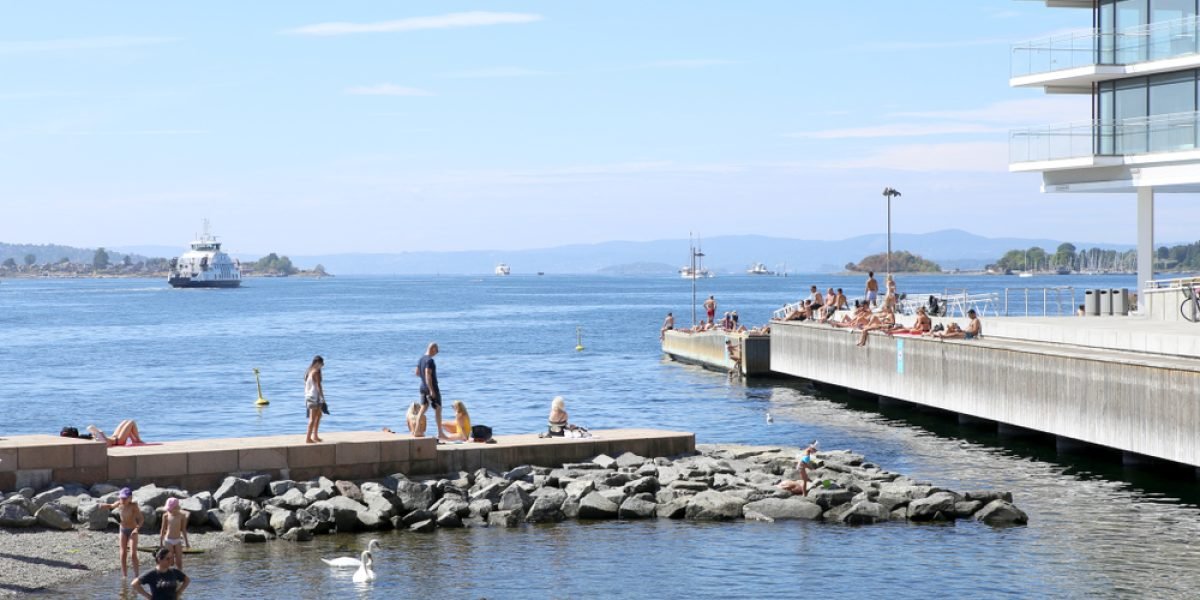 Oslo,,Norway,-,July,24,,2018:,Swimming,Beach,In,City